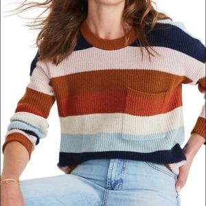 Madewell Thompson Pocket Pullover Rainbow Stripe